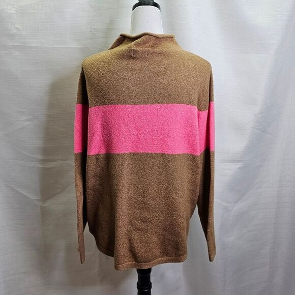 Old Navy Tan and Pink Colorblock Mock Neck Knit Sweater Size Large - Picture 6 of 8